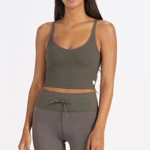 Vuori Rib Crop Tank - oregano color - size S